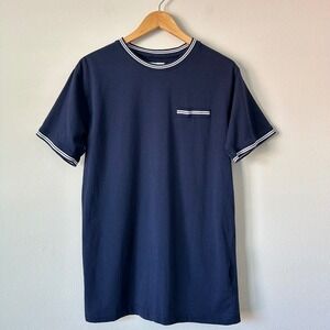 William Rast Mens XL Navy Blue Short Sleeve Pocket T-Shirt White Tipped Trim